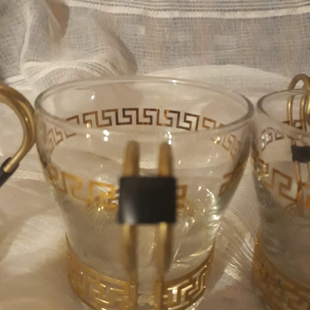 Vintage Hollywood Regency Greek key coffee -Four